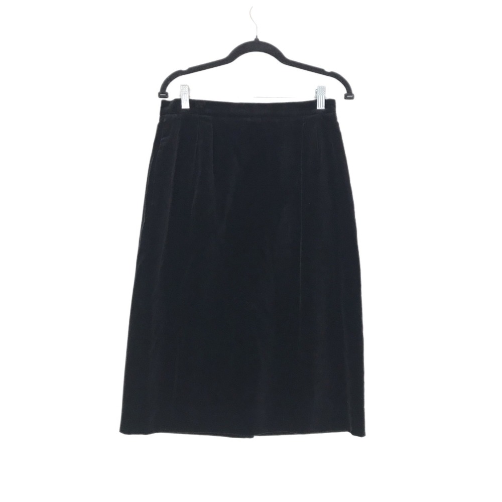 Vintage Jones New York Velvet Pencil Skirt Black w/Pockets Whimsigoth Women's 14